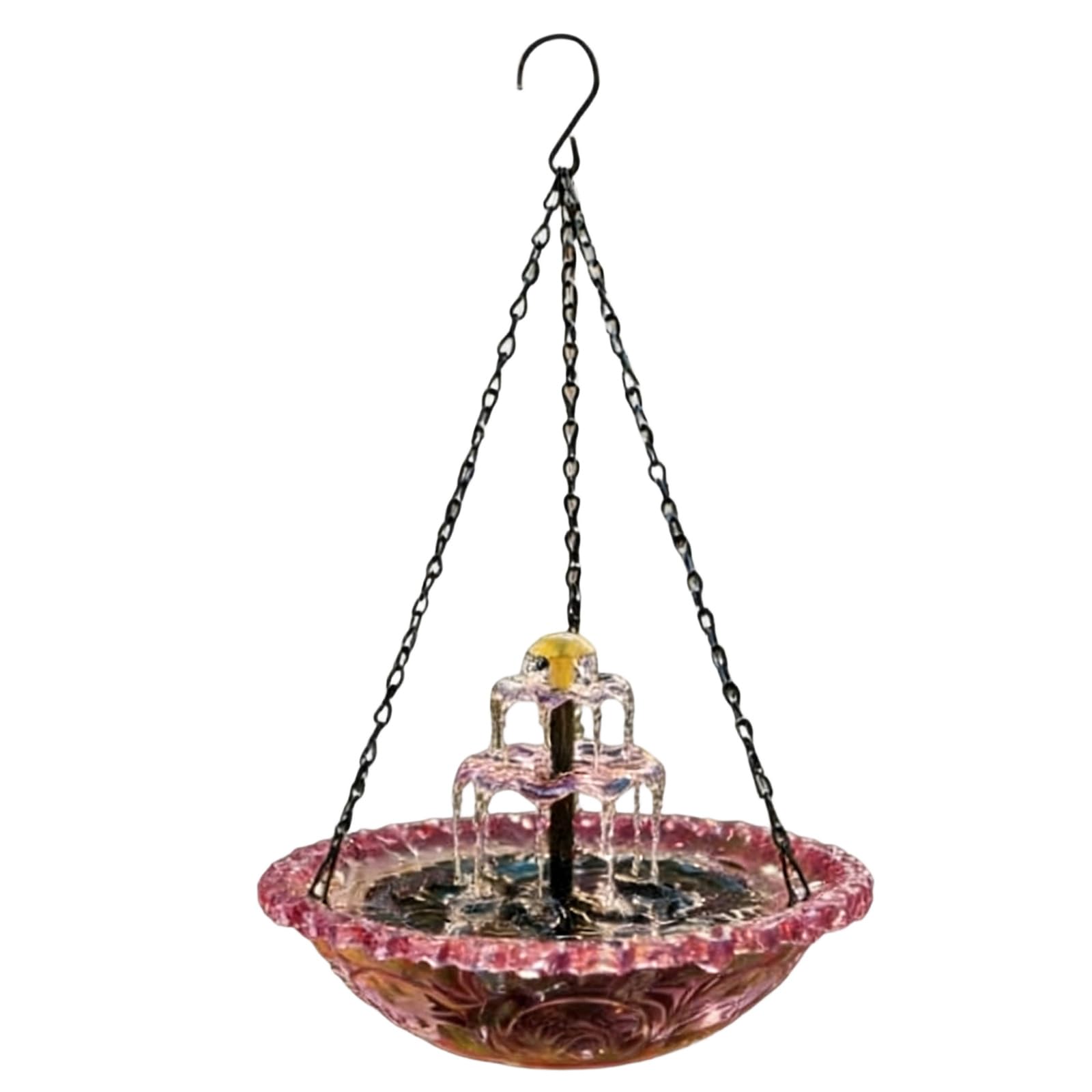 Solar Operated Cascading Water Fountain Birdbath Garden Hangable Bird Feeding Platform Attracts Hummingbirds Hanging Bird Bath Fountain