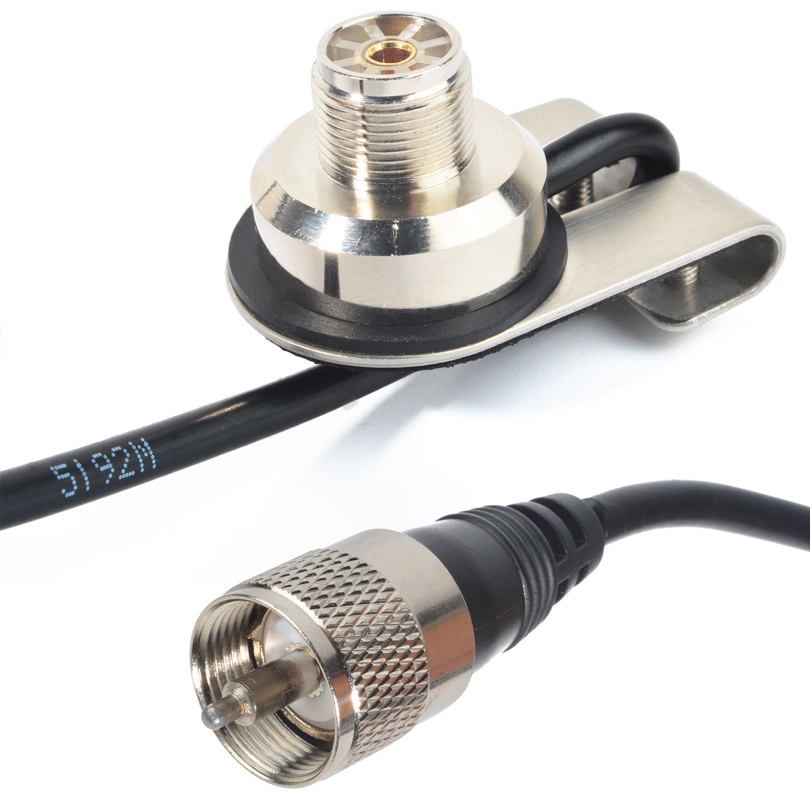 HYS Heavy-Duty Trunk Lid Antenna Mount Bracket Base with 13Ft RG-58 Coax Cable, PL-259 to SO239 UHF Connectors for CB, Ham Radio, HF/VHF/UHF Mobile Antennas (TCJ-N6)