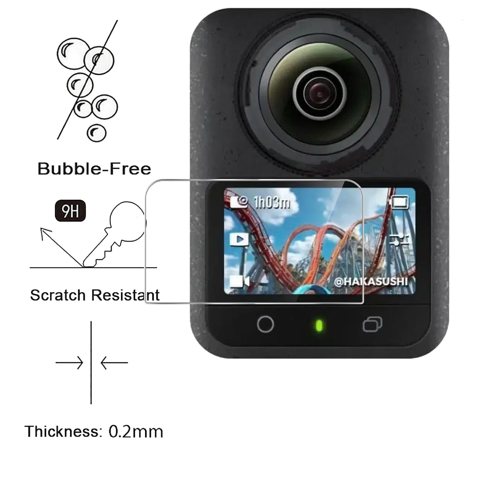GIOPUEY Pellicola Protettiva per DJI Osmo 360, [4 Pezzi] Vetro temperato Schermo Protezione Pellicola [Copertura Completa] [Anti-graffio] - Trasparente