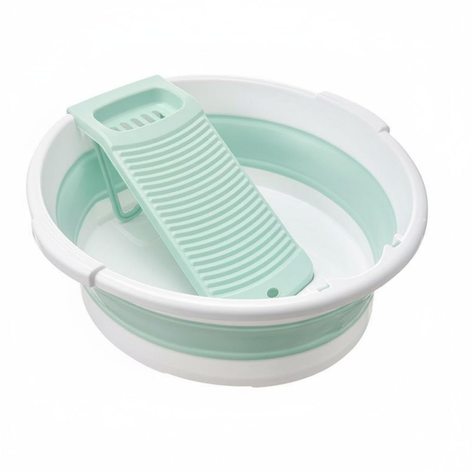 Bacinella Pieghevole Lavaggio Lavapanni Catino Bacinella Lavanderia con Asse Lavatoio con Scarico Rapido Portatile in PP Sottile, Verde, 8064 Auto Drain