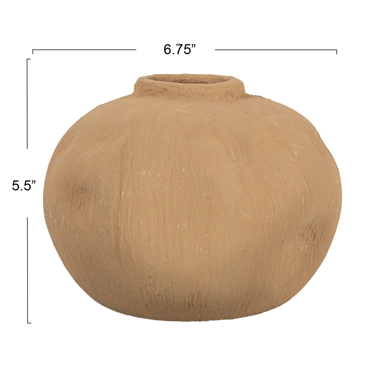 Creative Co-Op Pinched Organic Shape Terracotta Vase, Textured Taupe