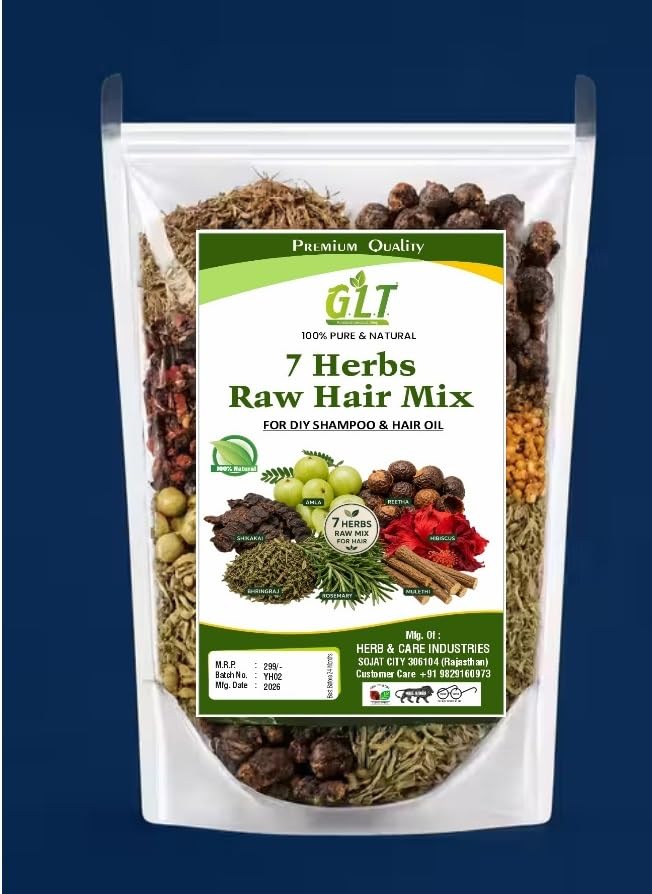 7Herbs mix with Amla Reetha Shikakai Bhringraj Hibiscus Rosemary Methi dana seeds For Hair Natural Combo Pack of 200gm not singal only mix-picture-14