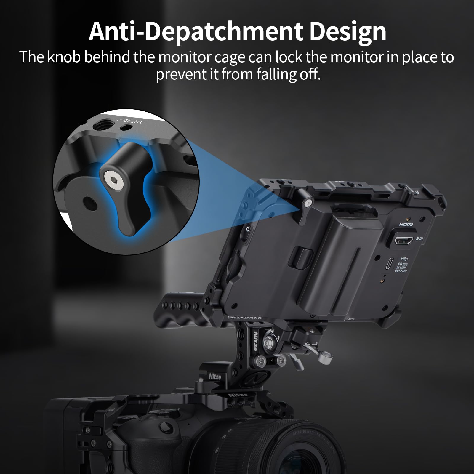 Nitze Shinobi 2 Cage, Jaula para Atomos Shinobi II/Shinobi Go, Jaula para Monitor con Riel NATO - JT-A07A