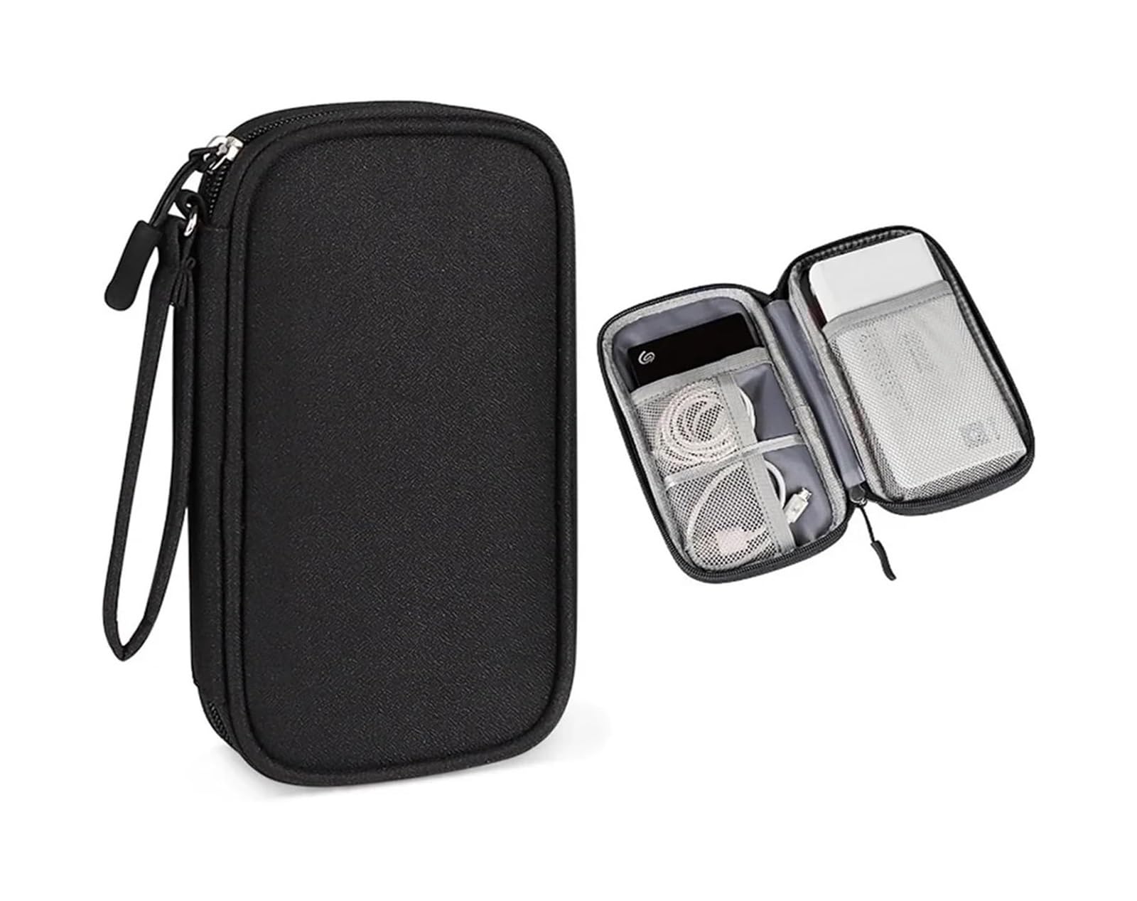 Borsa organizer cavi 2 pezzi | Custodia impermeabile a strato singolo(Black)