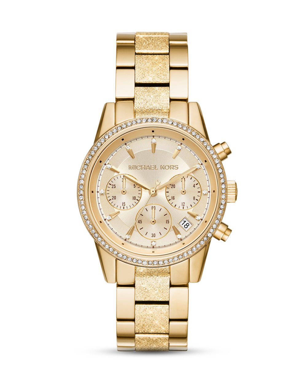 Michael Kors Ritz Reloj para Mujer, Movimiento de cronógrafo con Correa de Acero o Piel