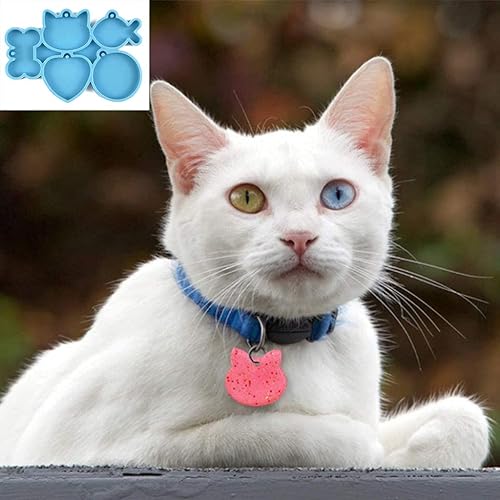 Miniatura 6 de Molde de resina para perros y gatos, molde de resina epoxi redondo y corazón, llavero colgante colgante de silicona