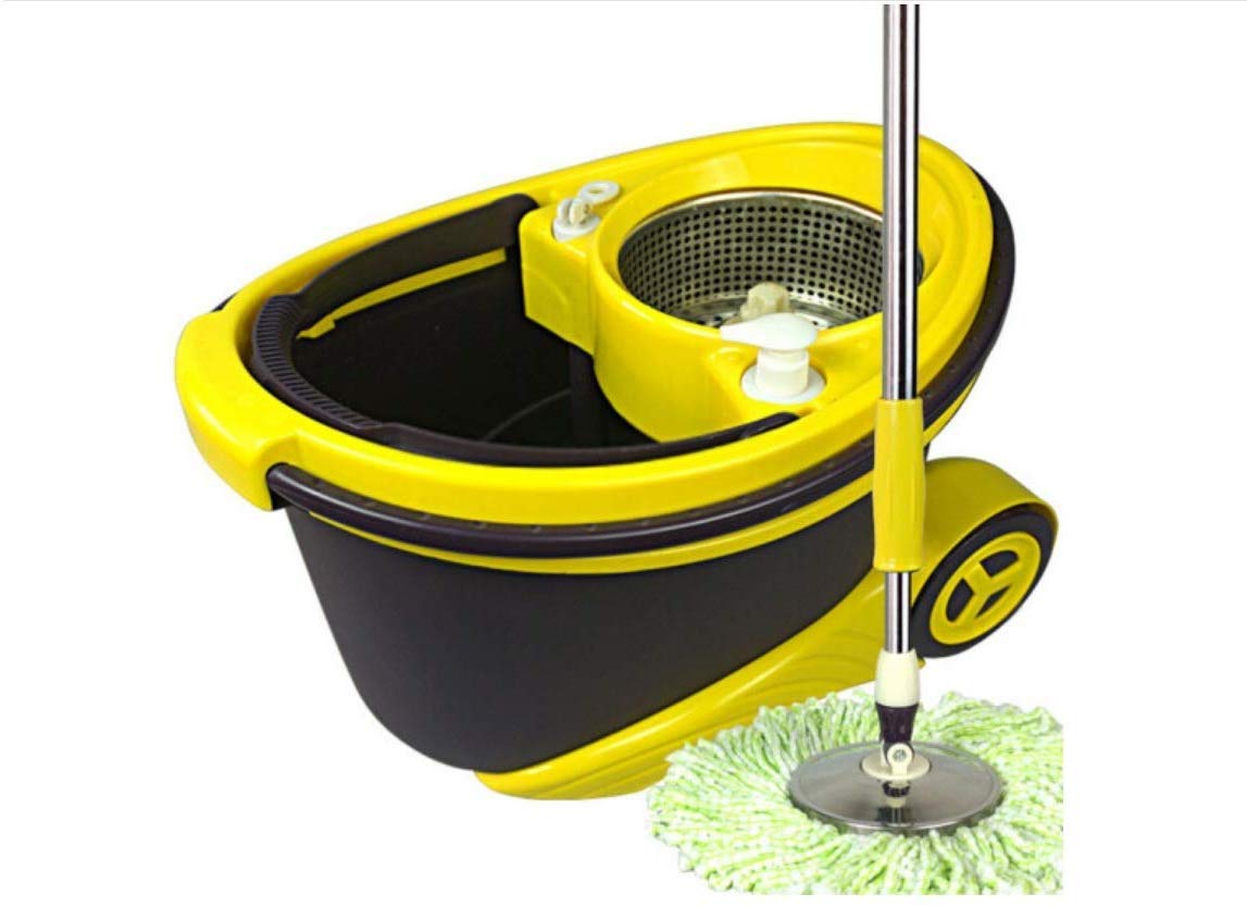 MU Rotary mopa mopa cubo con rodillos de accionamiento doble Buen Dios Arrastre buena escoba compartimiento amarillo,# 1