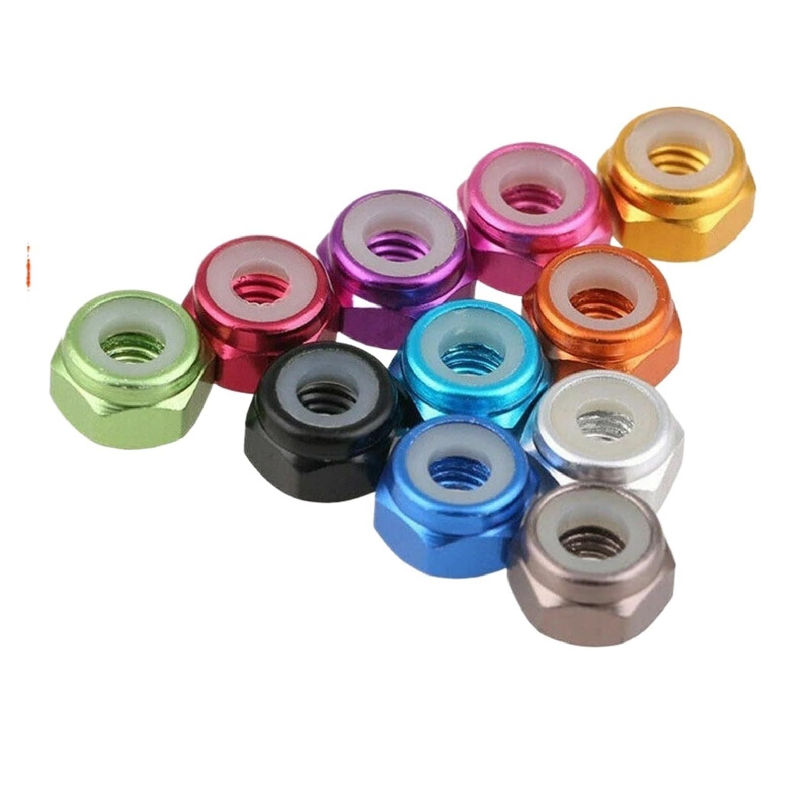 30 Stück Sechskant-Sicherungsmutter aus Aluminiumlegierung, sechseckige selbstsichernde Muttern(Purple,M8 (30pcs))