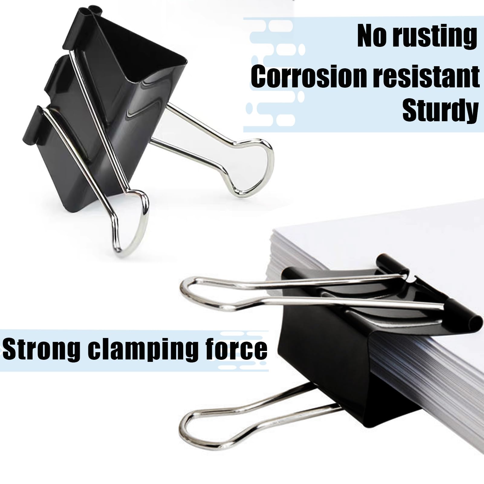 Extra große Binder-Clips, 6,1 cm (2,4 Zoll), Upgrade große Bindeklammern, Jumbo-Büroklammern, robuste große Klemmen für Büro- und Heimbedarf, schwarz, 48 Stück | Robuste große Klemmen für Büro- und Heimbedarf, schwarz
