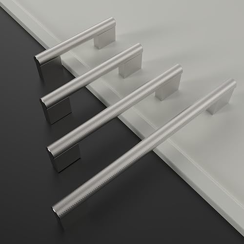 Miniatura 7 de Paquete de 10 tiradores de gabinete moleteados de 7 pulgadas (7.008 in) negro y dorado, manijas de gabinete de cocina, tiradores de armario,