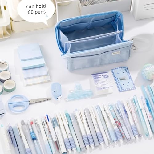 Miniatura 3 de Estuche estético transparente para lápices, estético, estacionario, kawaii, lindo estuche grande para lápices (rosa)