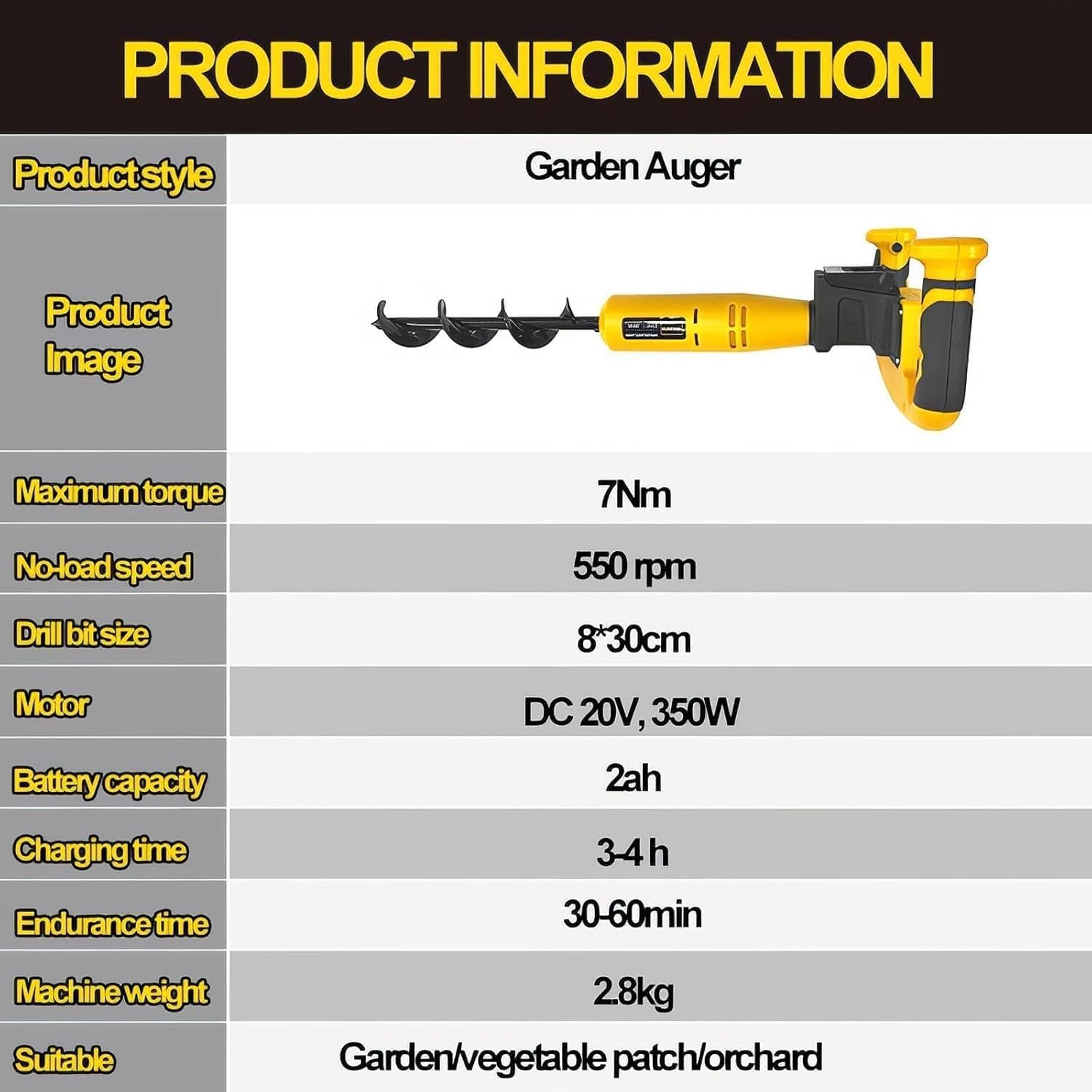 Barrena inalámbrica para postes de cercas, 350 W, eléctrica, para jardinería, función inversa, herramienta para Plantar árboles.