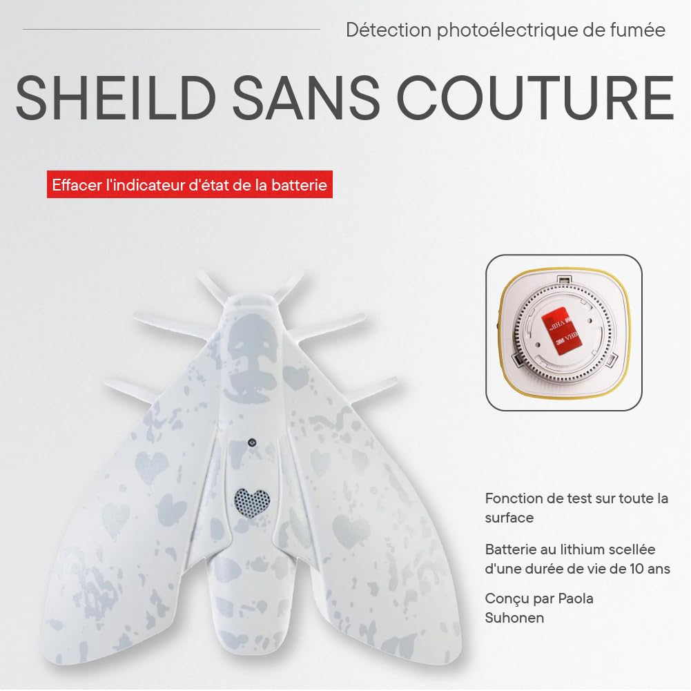 Jalo Lento 10 Détecteur de Fumée - Alarme Incendie Optique pour la Maison - 10 Ans Pile au Lithium - Design Scandinave - Blanc