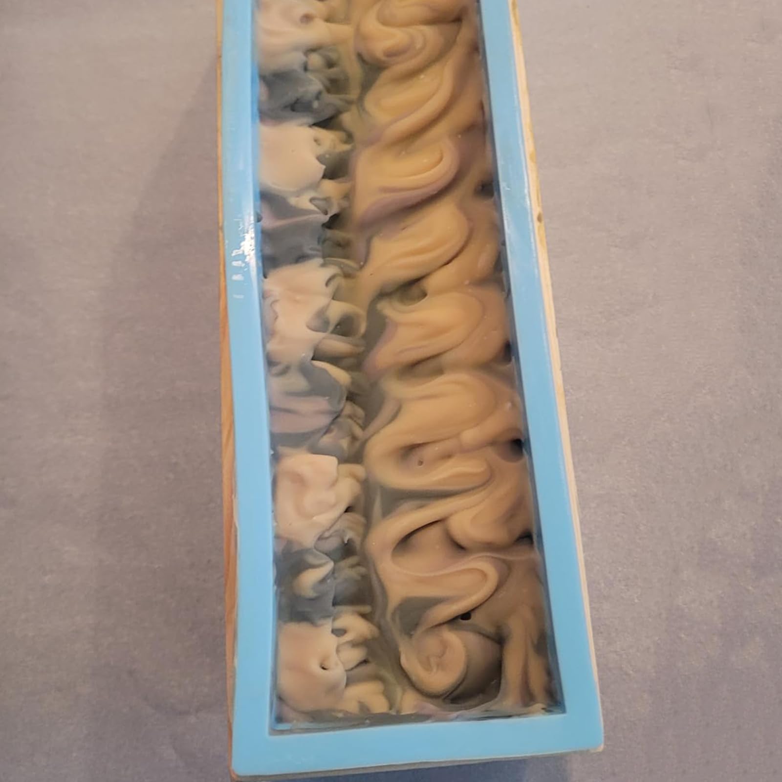 HAKZEON Silikon-Seifenformen, rechteckig, mit Holzbox und Abdeckungen, flexibles DIY-Form-Set für Seifenherstellung, Blau, 3 Packungen
