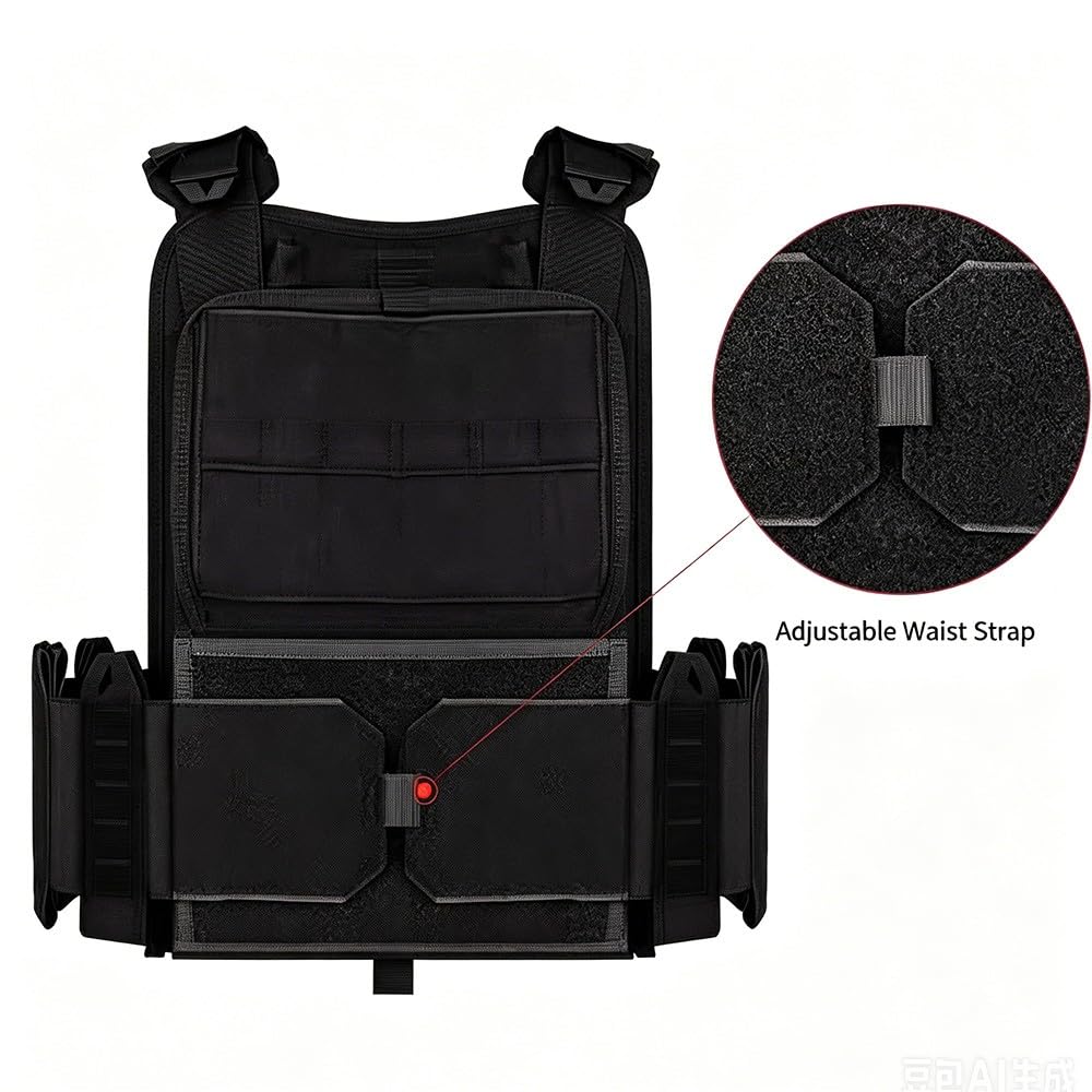 Chaleco Táctico Airsoft,Ajustable con Sistema MOLLE y Liberación Rápida, Chaleco Ligero y Transpirable con Paneles Laterales Elásticos para Senderismo y Paintball Outdoor