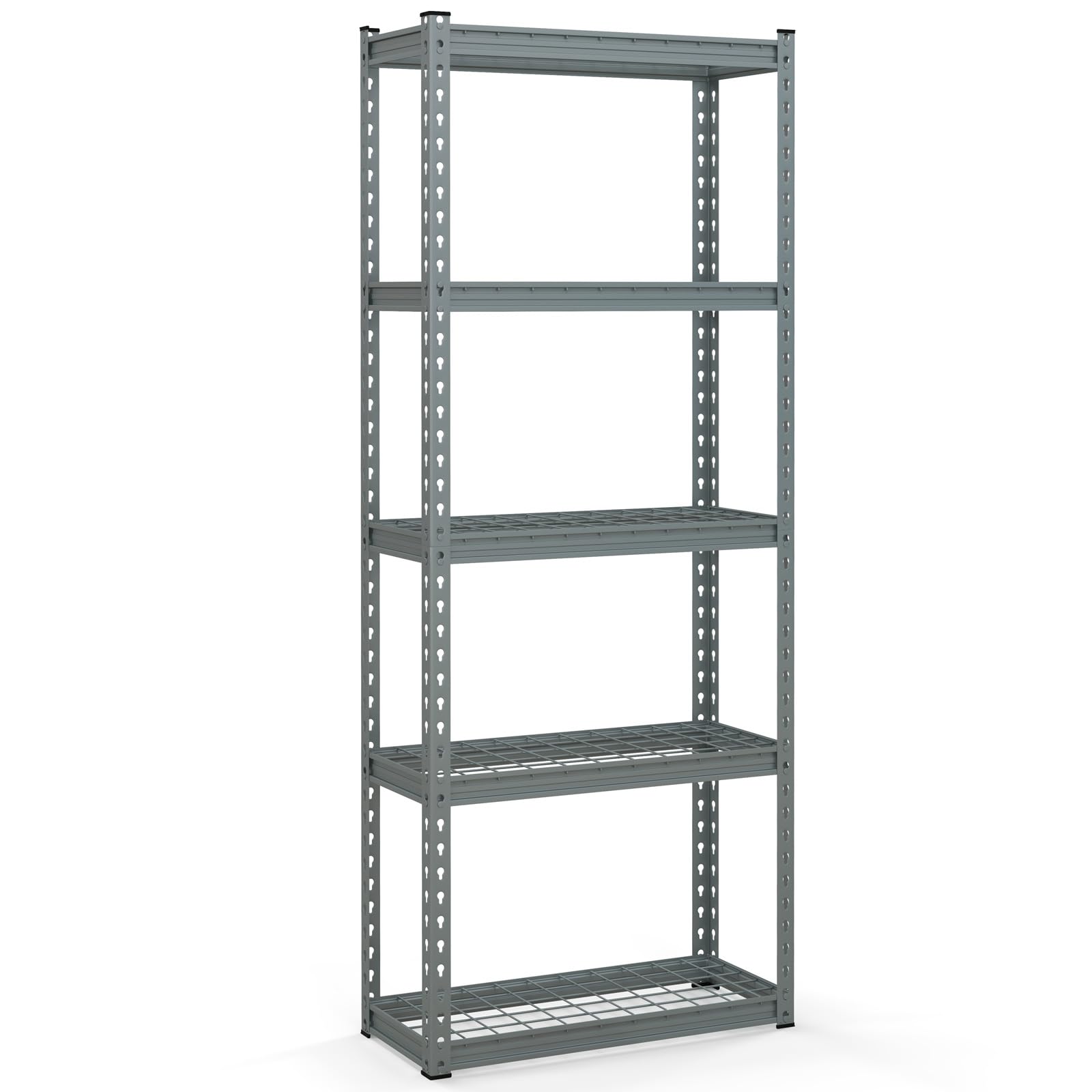 Goplus 5-Tier Metal Shelving Unit, Heavy Duty Wire Storage Rack with Anti-Slip Foot Pads, Height Adjustable Shelves for Warehouse, Kitchen, Living