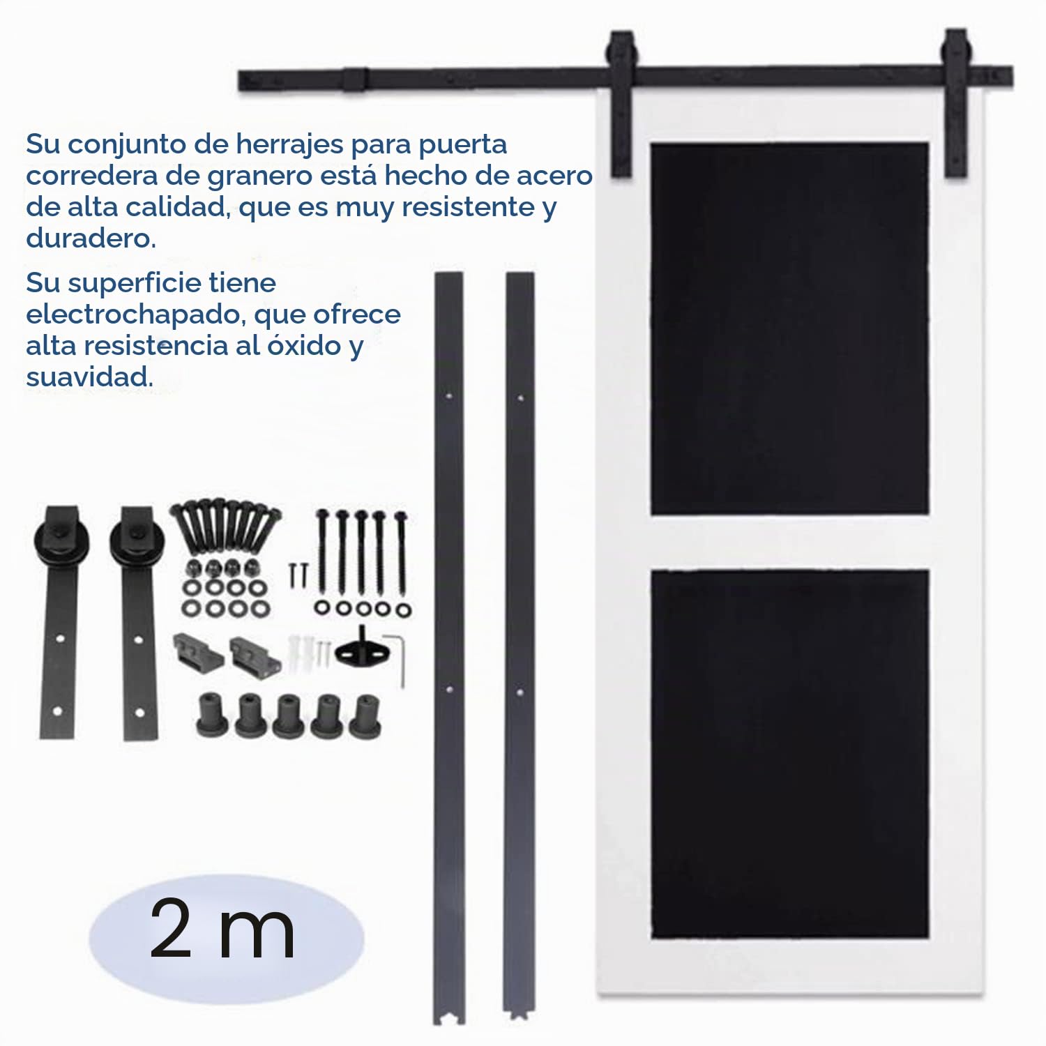 Puerta de Granero Corredera de Madera Suspendida, Kit de Accesorios, 6FT/183cm, Clásico, Verde