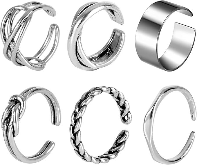 Amazon Akunsz 6点 指輪 メンズ リング ファッションリング 重ね付け レディース おしゃれ フリーサイズシンプル ユニセックス 合金 指輪 セット 連リング 調節可能なサイズ リング 通販