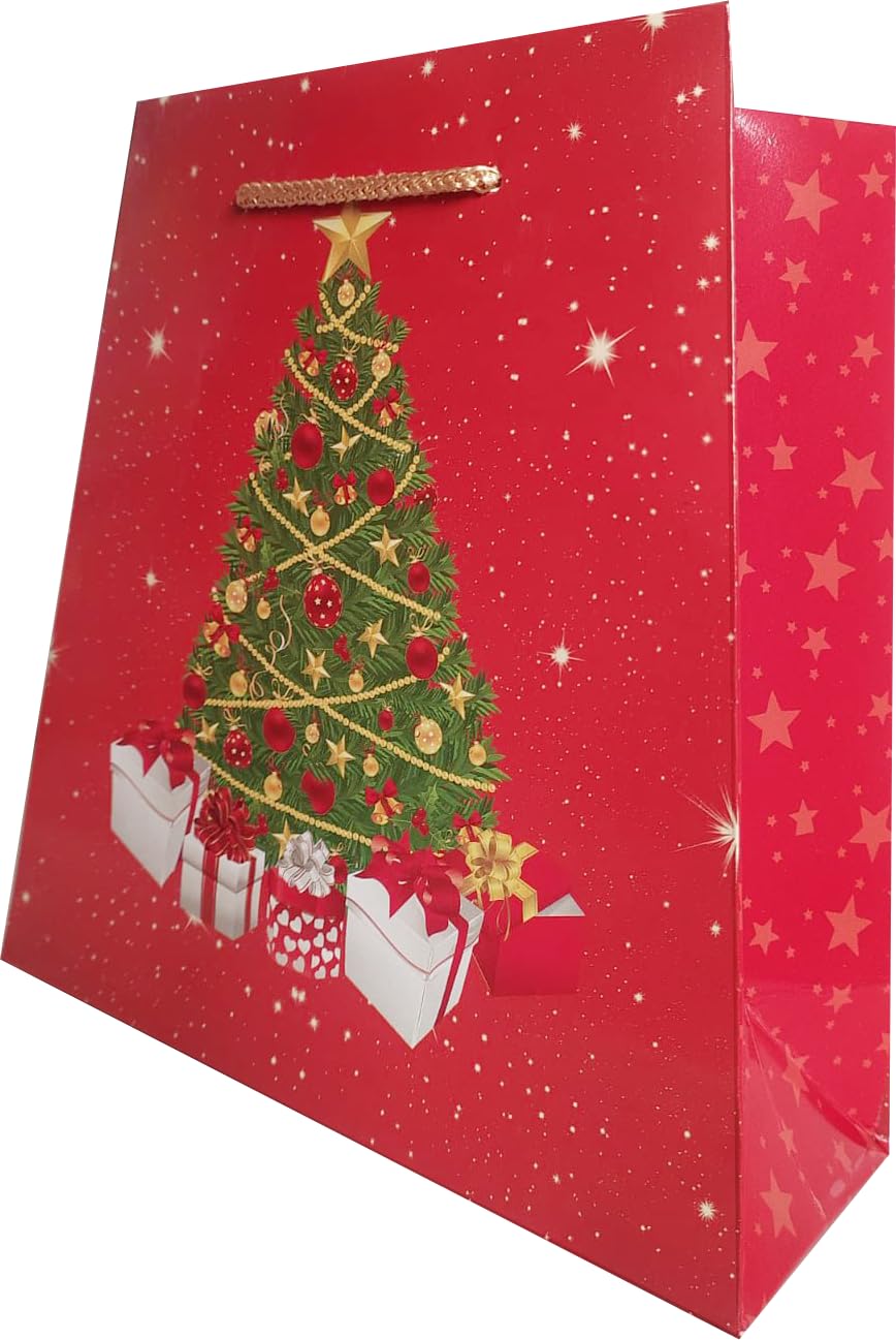 Christmas Tree Paper Bags For Christmas Gift, Return Gift Size 22X22X8 Cm Pack Of 10 (A50-Trapezoidalchristmastreefba),Red Christmas Tree Paper Bags For Christmas Gift, Return Gift Size 22X22X8 Cm Pack Of 10 (A50-Trapezoidalchristmastreefba),Red