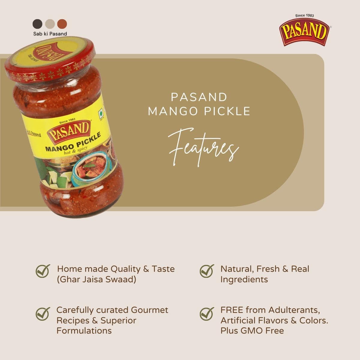PASAND Mango Pickle 200g | Aam Ka Achar | Kachhi Keri Nu Athanu | Traditional Rajapuri Mango Pickle | Tangy & Spicy Homemade Style Pickle 1