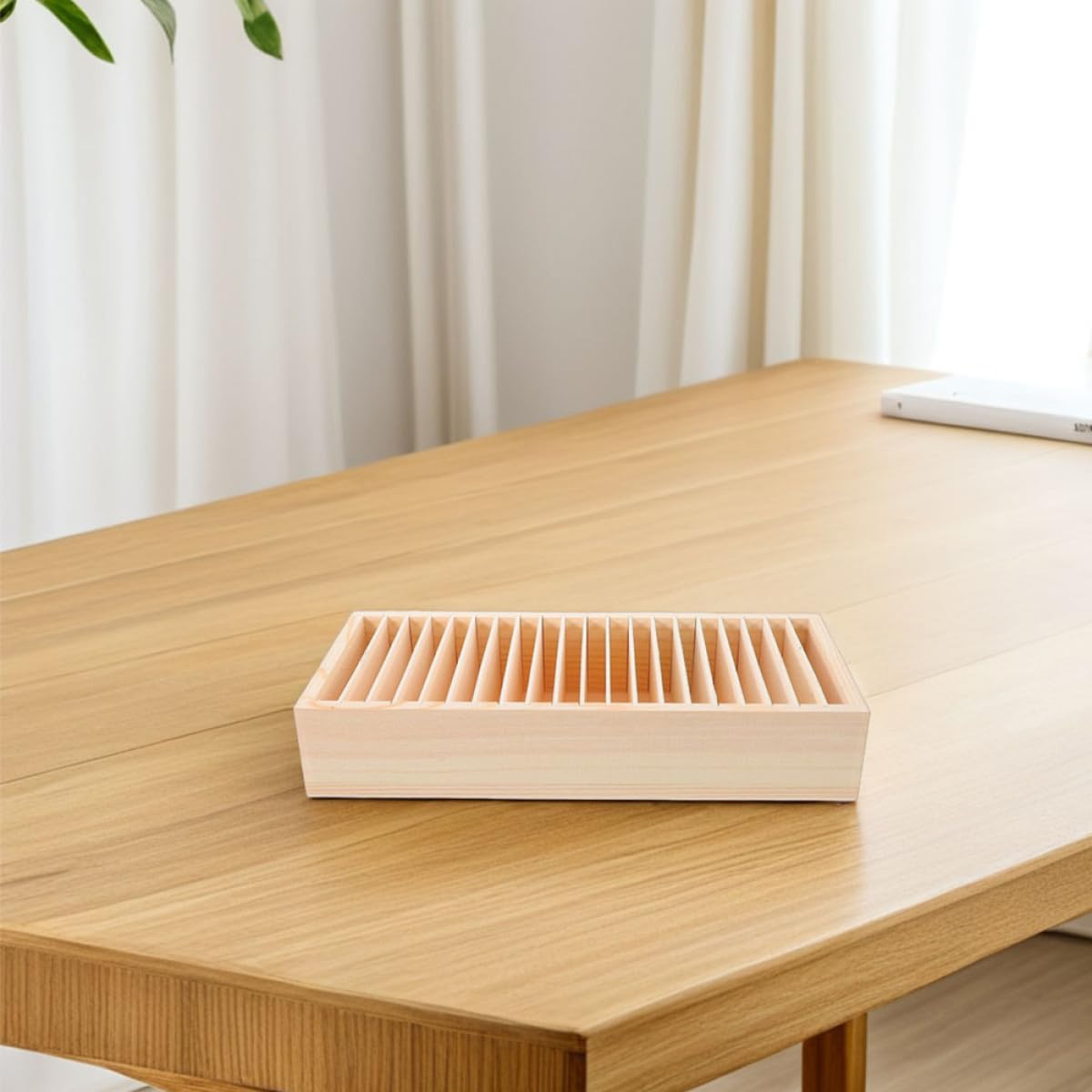 2pezzi Scatola in Legno con Scomparti Multipli Organizer Rimovibile per Biglietti da Visita Gioielli e Accessori Contenitore da Scrivania Versatile per Ufficio e Casa