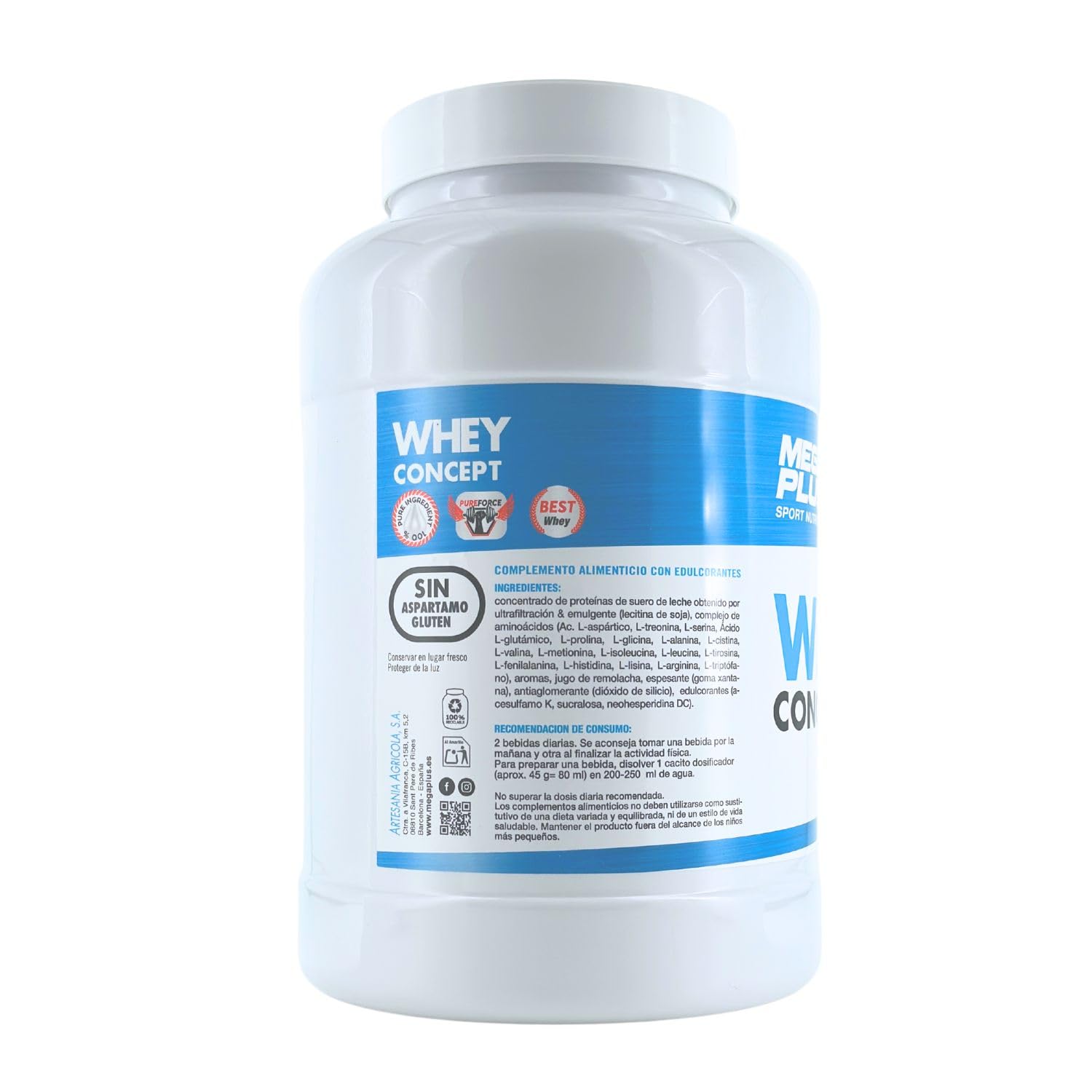 Whey Protein - Mega Plus - Proteína De Suero Concentrada Para Ganar Masa Muscular Y Recuperación - Proteina Whey En Polvo - Whey Protein Isolate - Alto Contenido Proteico - Proteina Vainilla 2kg