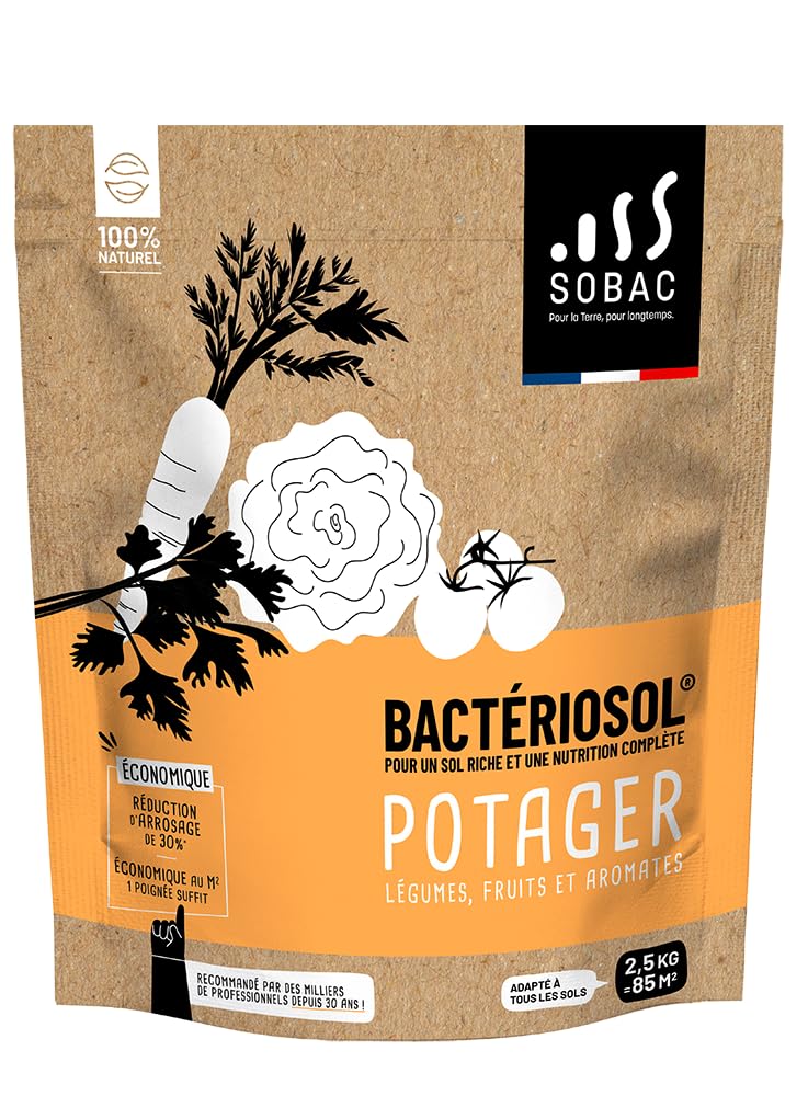 Bactériosol Engrais Potager, Amendement Organique 100% Naturel pour Légumes, Fruits et Aromates, UAB, 2,5 kg pour légumes, fruits et aromates