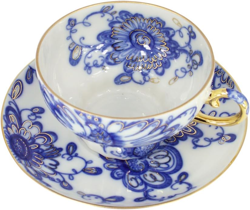 Lomonosov Porcelain Set Singing Garden 2pc Cup and Saucer 7.8 fl.oz/230 ml