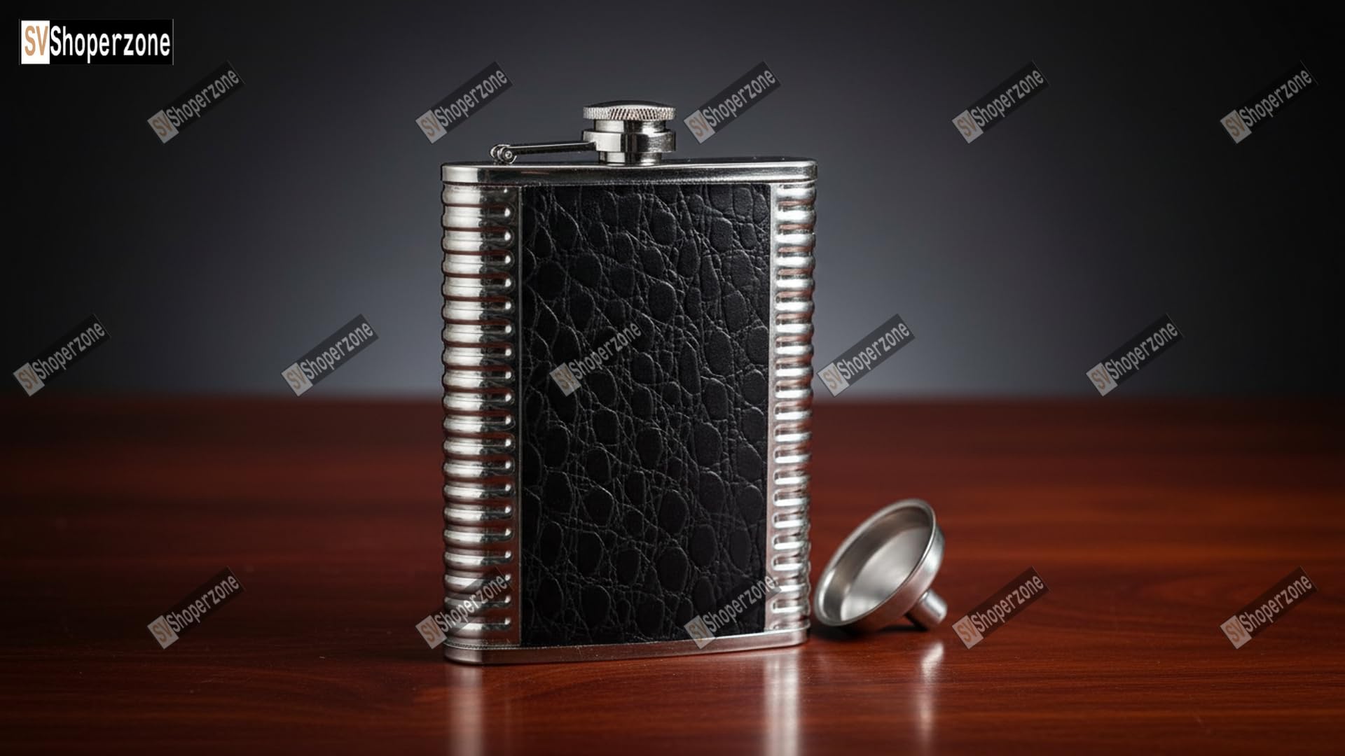 Stainless Steel Hip Flask I Engraved Design Wine Whiskey Liquor Flask I Unisex Alcoholic Drinks Holder Pocket Bottle (236 ml) (Hip Flask Black & Silver+Funnle) — Amazon image 5