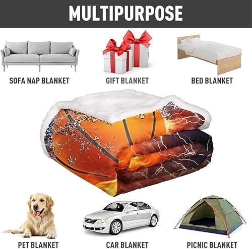 Miniatura 5 de YISUEMEI - Manta sherpa de baloncesto, suave y afelpada, manta de forro polar para amantes del baloncesto, entrenadores, hombres, 60 x 80 pulgadas