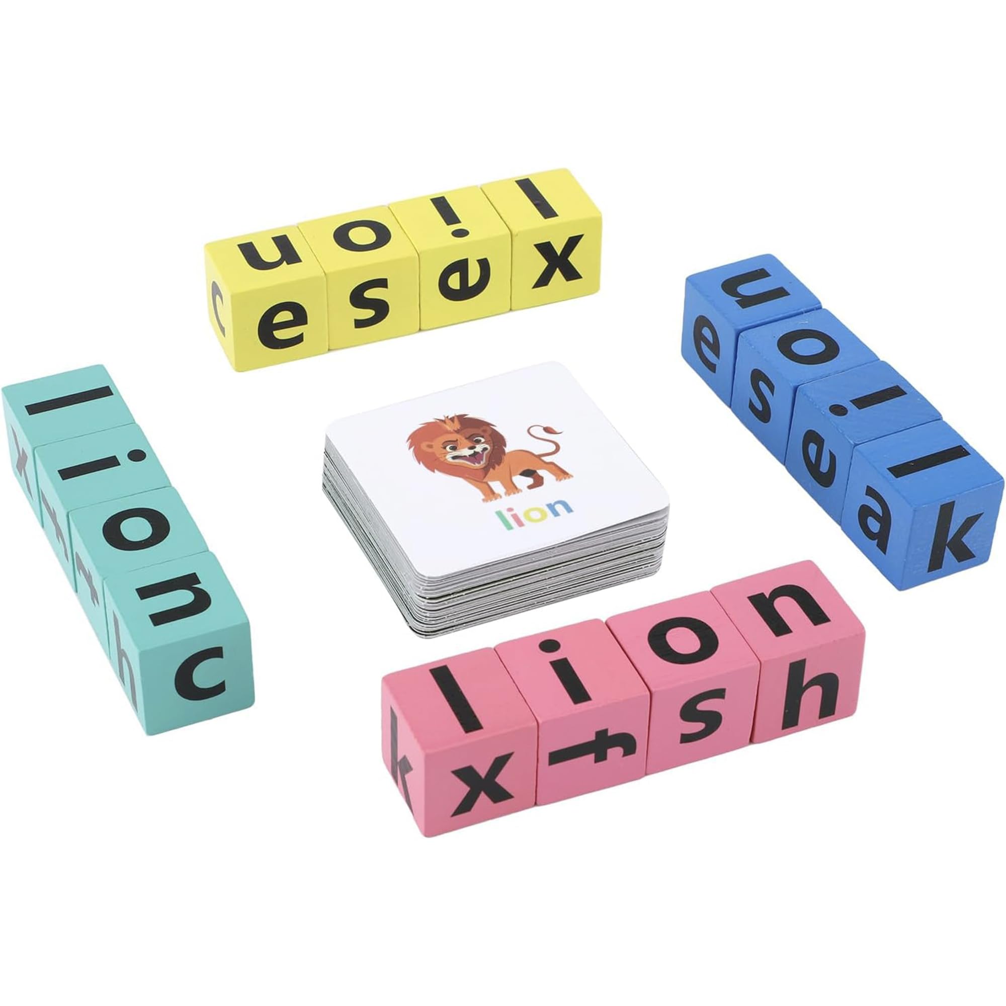 Kidology Wooden Alphabet Spelling Game Matching Letter & Word Puzzle Game with Flashcards, Educational Preschool Learning Toy for Kids Ages 3+
