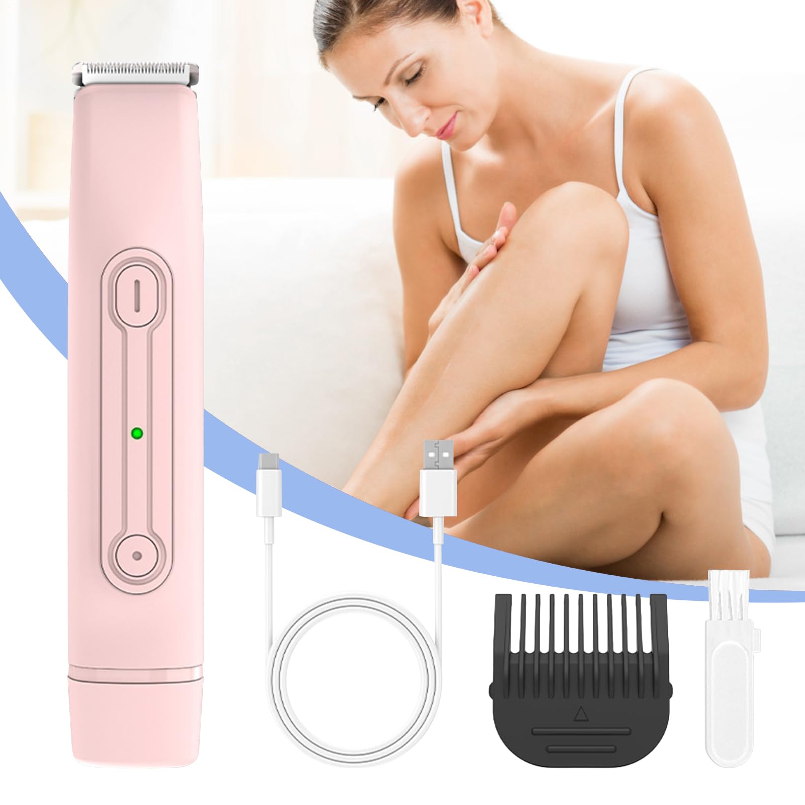 Depilatore per Bikini | Epilatore Impermeabile | Body Groomer Ricaricabile Portatile a Doppia Testa per Casa Viaggio Ascelle Zona Intima Bikini
