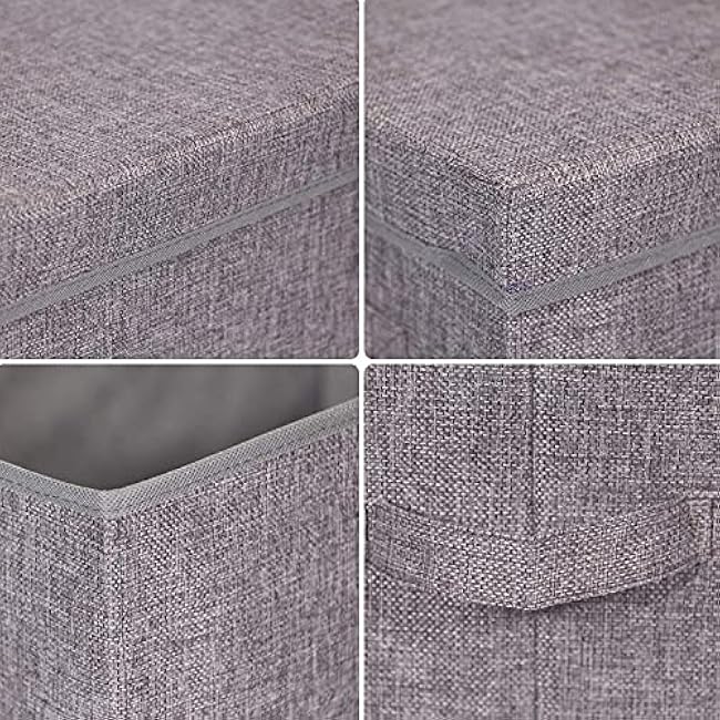 4 Pack Large Foldable Storage Box with Lids Fabric Storage Cube Organizer Cloth Containers Bins Baskets for Closet Clothes Clothing Bed Room