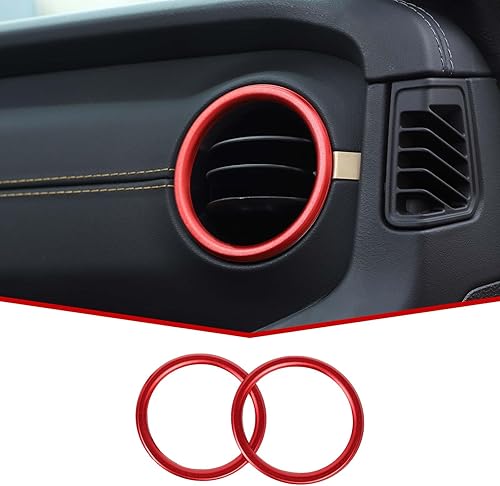JeCar Anillo de ventilación de aire acondicionado para salpicadero de aleación de aluminio, cubierta de salida de CA, accesorios interiores