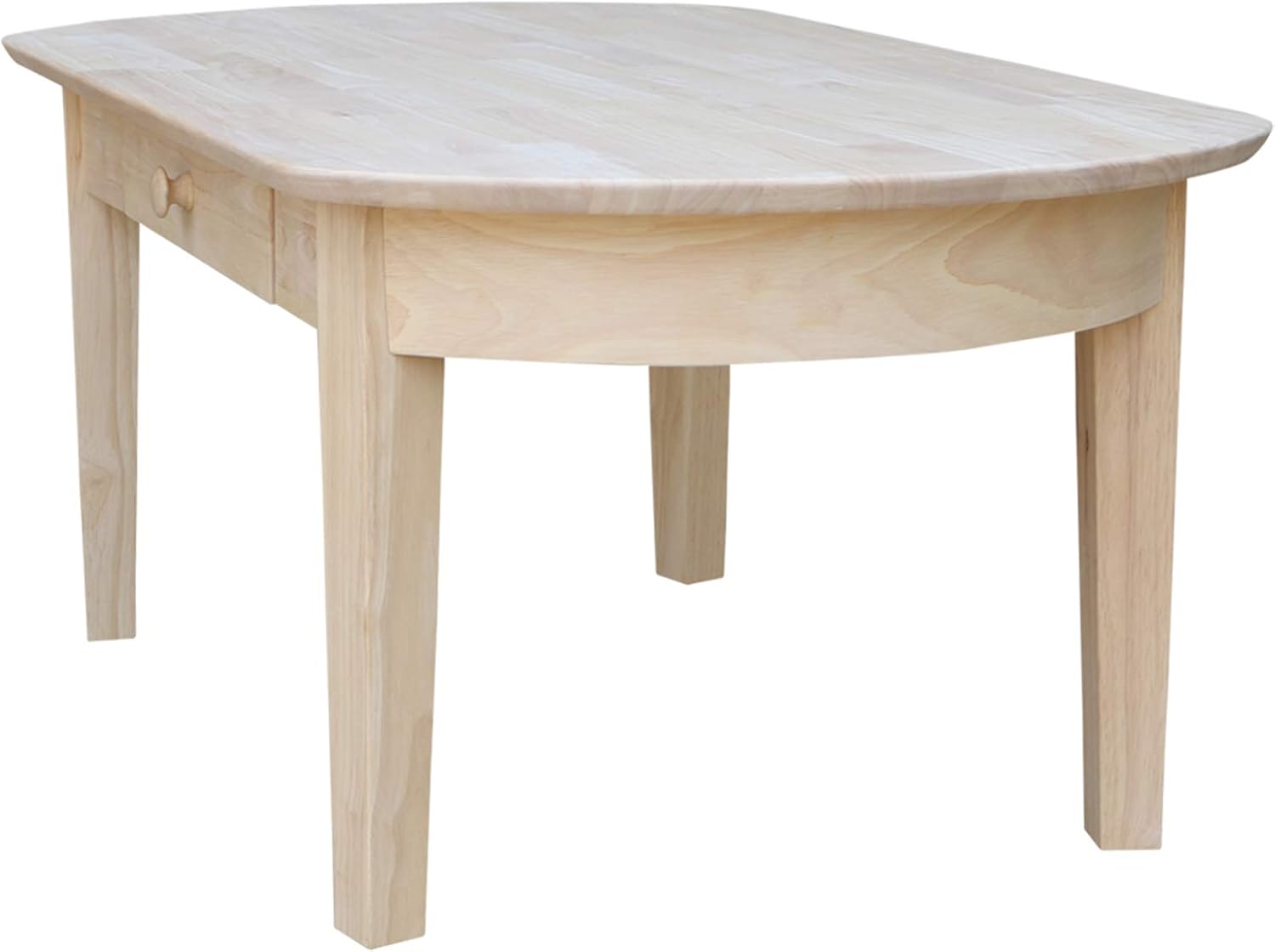43.7" Natural Wood Oval Coffee Table with Storage