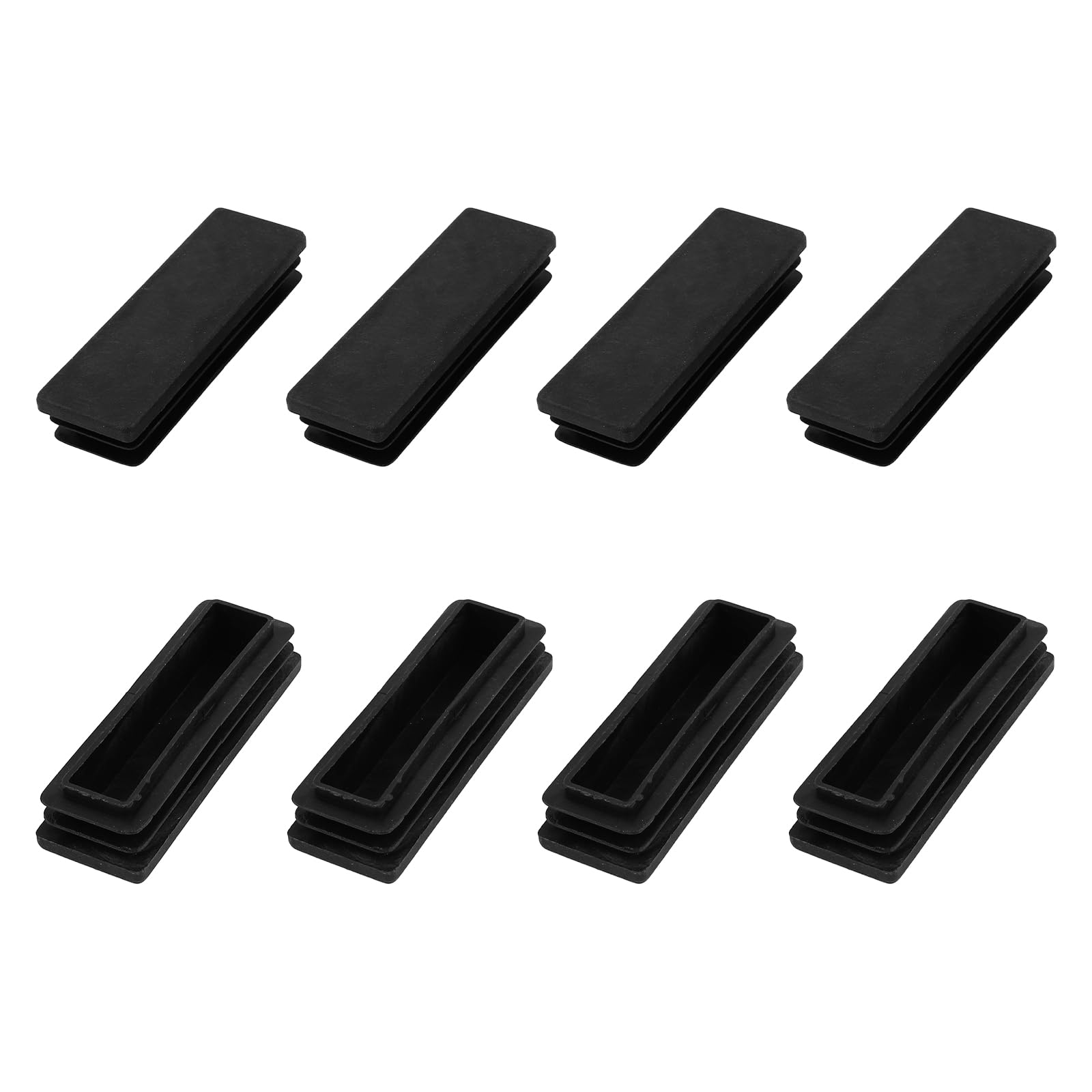 METALLIXITY Rectangle End Caps (75 x 25mm) 12Pcs, Plastic Rectangle Tube Inserts Threaded End Blanking Caps Protector