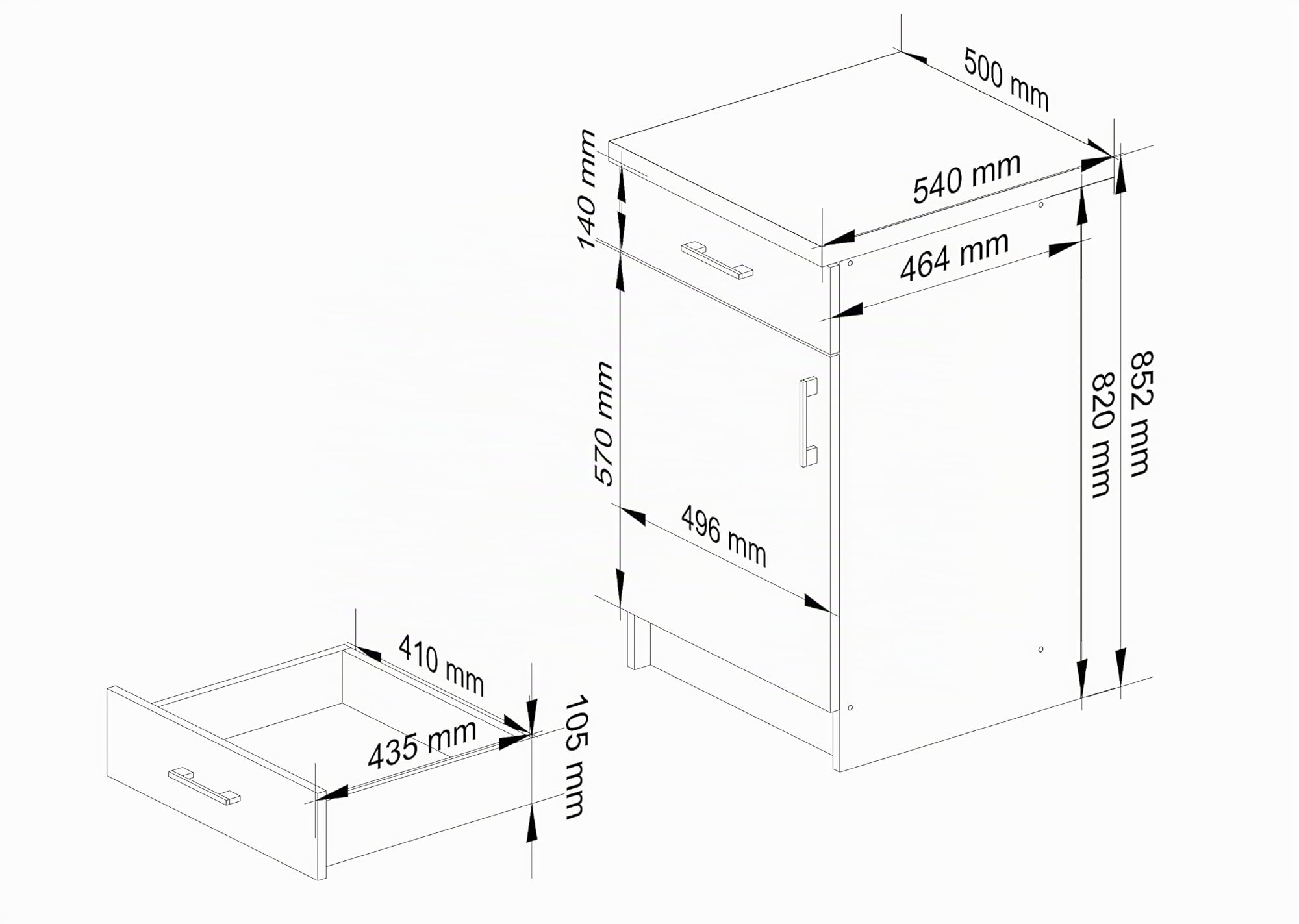 AKORD Mobile da cucina Lima | Mobile cucina con piano di lavoro 82x50 cm | Resistente | Design moderno | Per cucine grandi e piccole | Facile da pulire | Abbinabile ad altri mobili della gamma