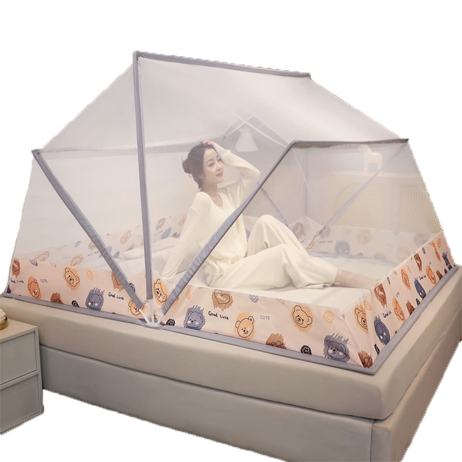 GJMSSMY Portable Mosquito Mesh,Heightened Folding Mosquito Net Tent No Installation Mosquito Net,Large Mosquito Net Tent for Bed Courtyard Traveling,A,135 * 190 * 95CM