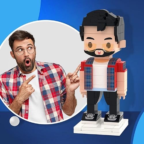 VEELU Figuras de ladrillo personalizadas, minifiguras personalizadas, juegos de bloques de construcción de cuerpo completo para 1 persona, fotos de