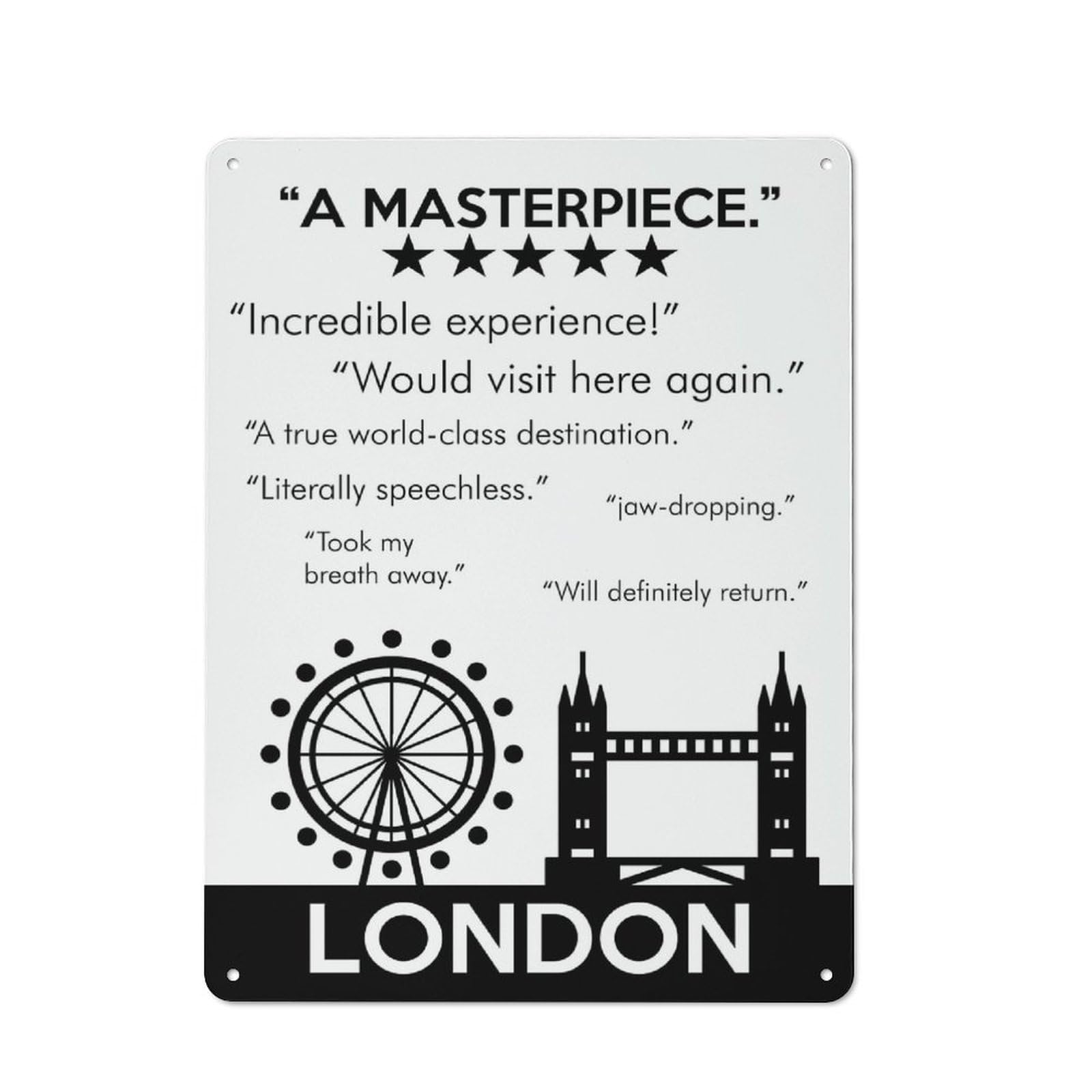 Junmoney London Masterpiece Vintage Cafe Metal Sign 40X30cm Featuring Bistro Wall Plaque For Tea Room, Shop Wall Or Breakfast Area