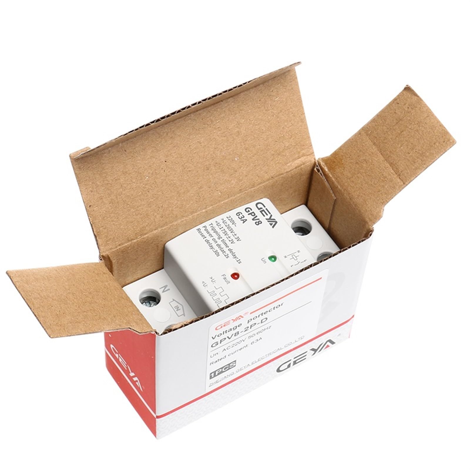 GPV8-63 DIN Szyna automatyczna ochrona przed przepięciem i podnapięciem 220 V AC trójfazowy samoregenerujący się 80A (80a,GPV8-D 4P)