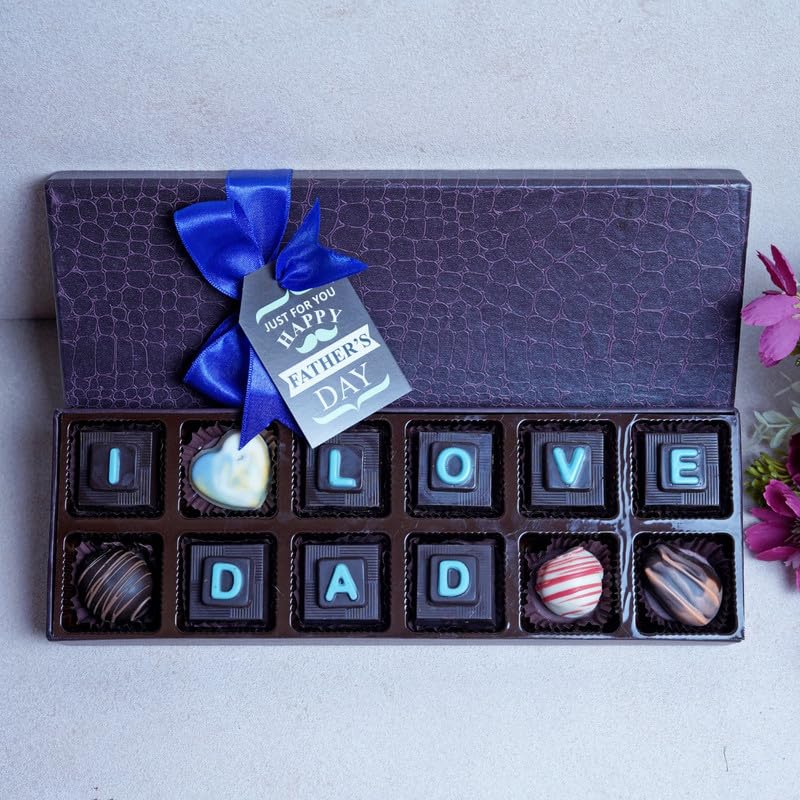 Image of Velvet Fine Chocolates Special Love You Dad Box | 12 Pcs Assorted Chocolate Gift Box for Father's Day, Birthday, Anniversary, Retirement & Special Occasions | Pack of 1