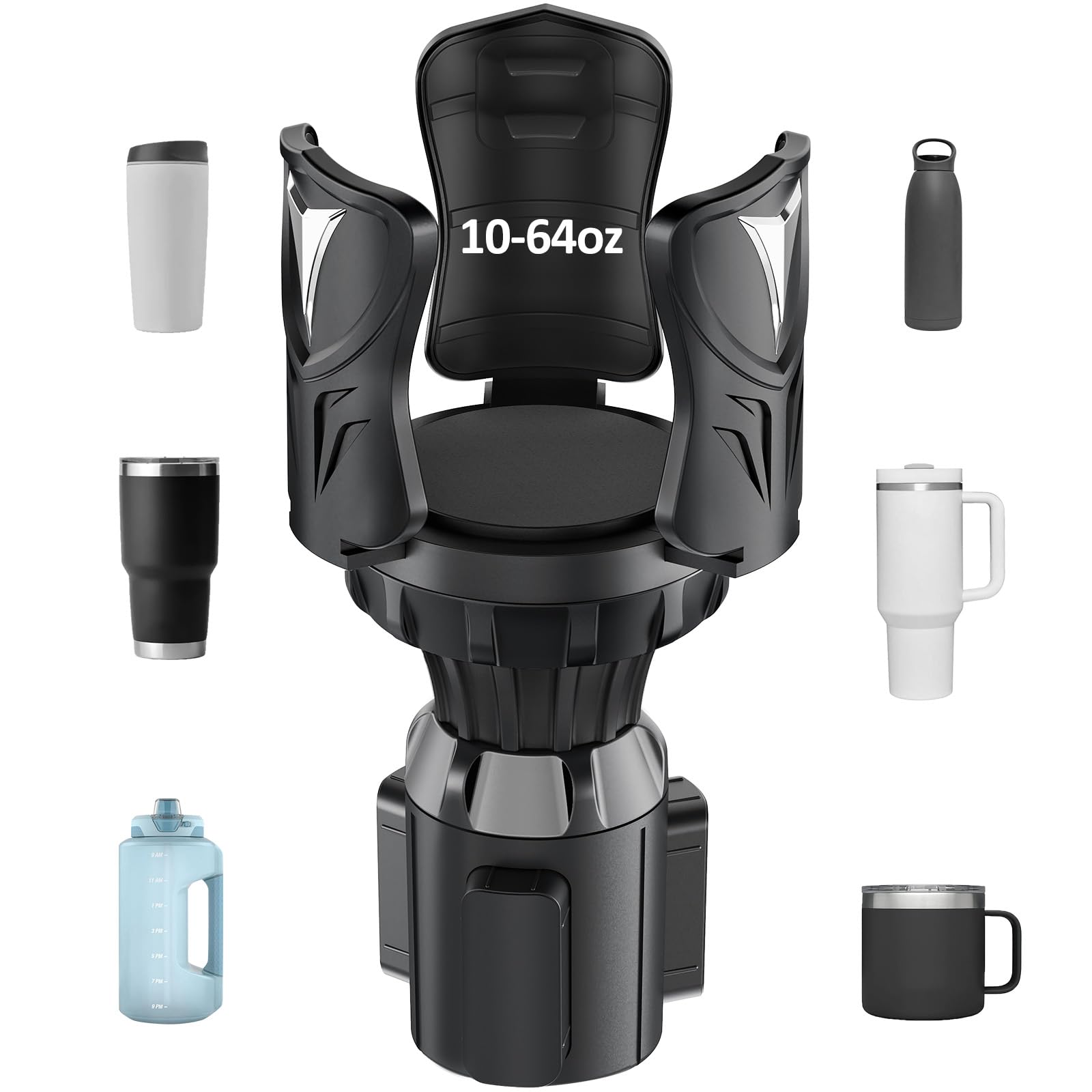 Adjustable Car Cup Holder Expander with Expandable Arm and Base- Cupholder Adapter Extended from 2.4