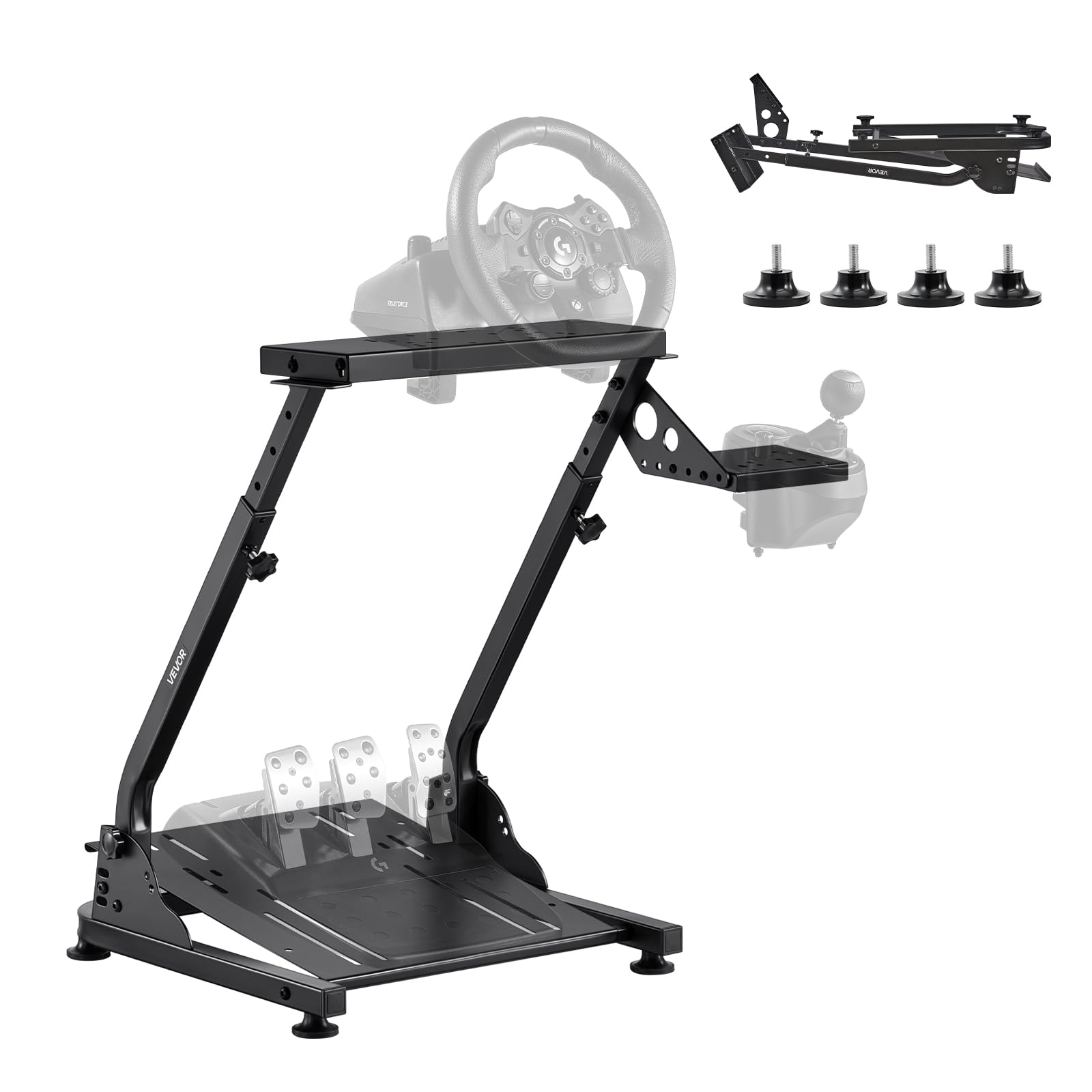 VEVOR Supporto Volante da Corsa Pieghevole Regolabile per Logitech G29 G27 G920 G923 Thrustmaster T300RS T300GT T248 TS-PC TSXW Gaming Cockpit
