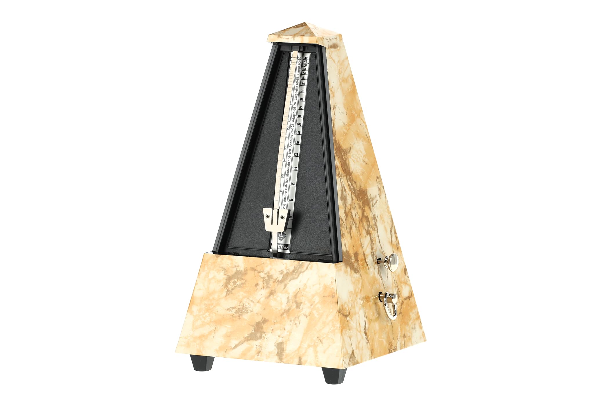 Wittner Taktell Pyramid Metronome in Plastic Housing with Bell Light Brown Marble Effect, marble light brown - Image 3