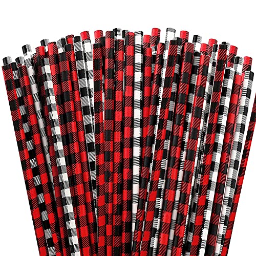 100 Pitillos de Papel Navidad Rojo y Negro miniatura 1
