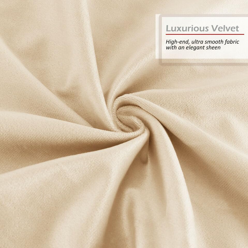 Seechoo Velvet Cushion Covers, Set of 2, 45cm x 45cm, 18x18 Inch, 17 Colours, Extra Soft Plush, Decorative, Invisible Zipper (Beige) - Image 3
