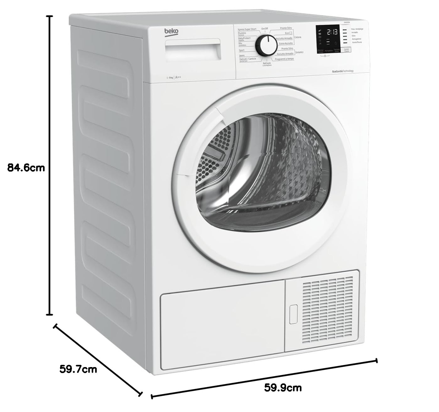 Beko DRX923W - Asciugatrice con Pompa di calore da 9 Kg Classe A++