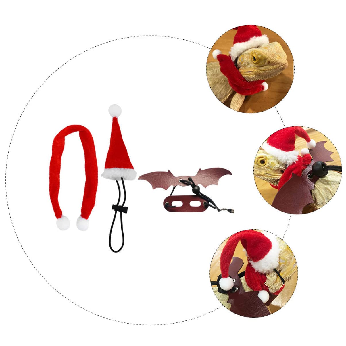 SUPVOX 5sets Accessori Per Rettili Guinzaglio Per Lucertole Cappello e Sciarpa Kit Per Festive e Decorazioni Domestici