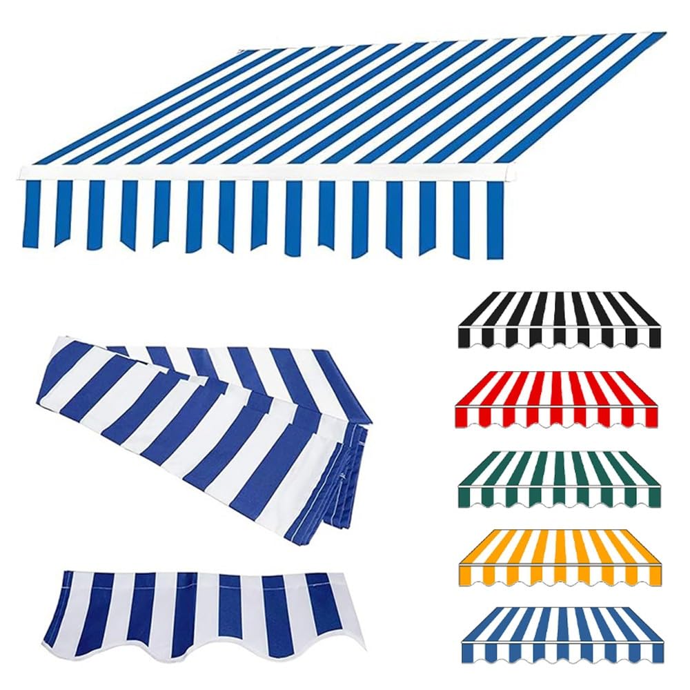 Tissu De Rechange pour Store Banne De Jardin, 3x2m 3.5x2.5m 5x3.0m Toile D'Auvent Rétractable De Remplacement, Couverture De Store Banne Imperméable(Blue,3.5x2.5m/11.5x8ft)